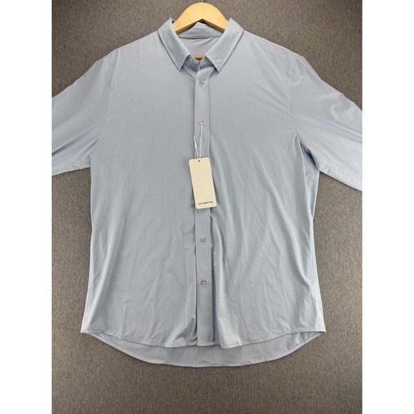 Aha Selected Mens XL Blue‎ White Striped AA Stretch Commuter Long Sleeve NWT - Picture 2 of 10